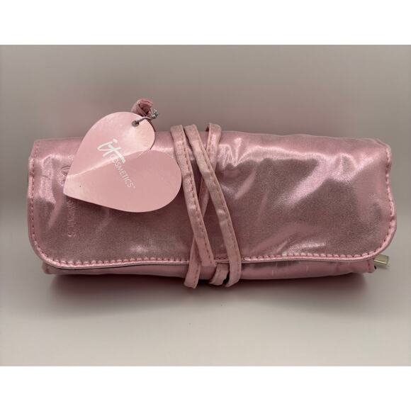 IT Cosmetics Roll-up Makeup Storage Travel Bag Zip Pouch Iridescent Pink - Picture 1 of 11